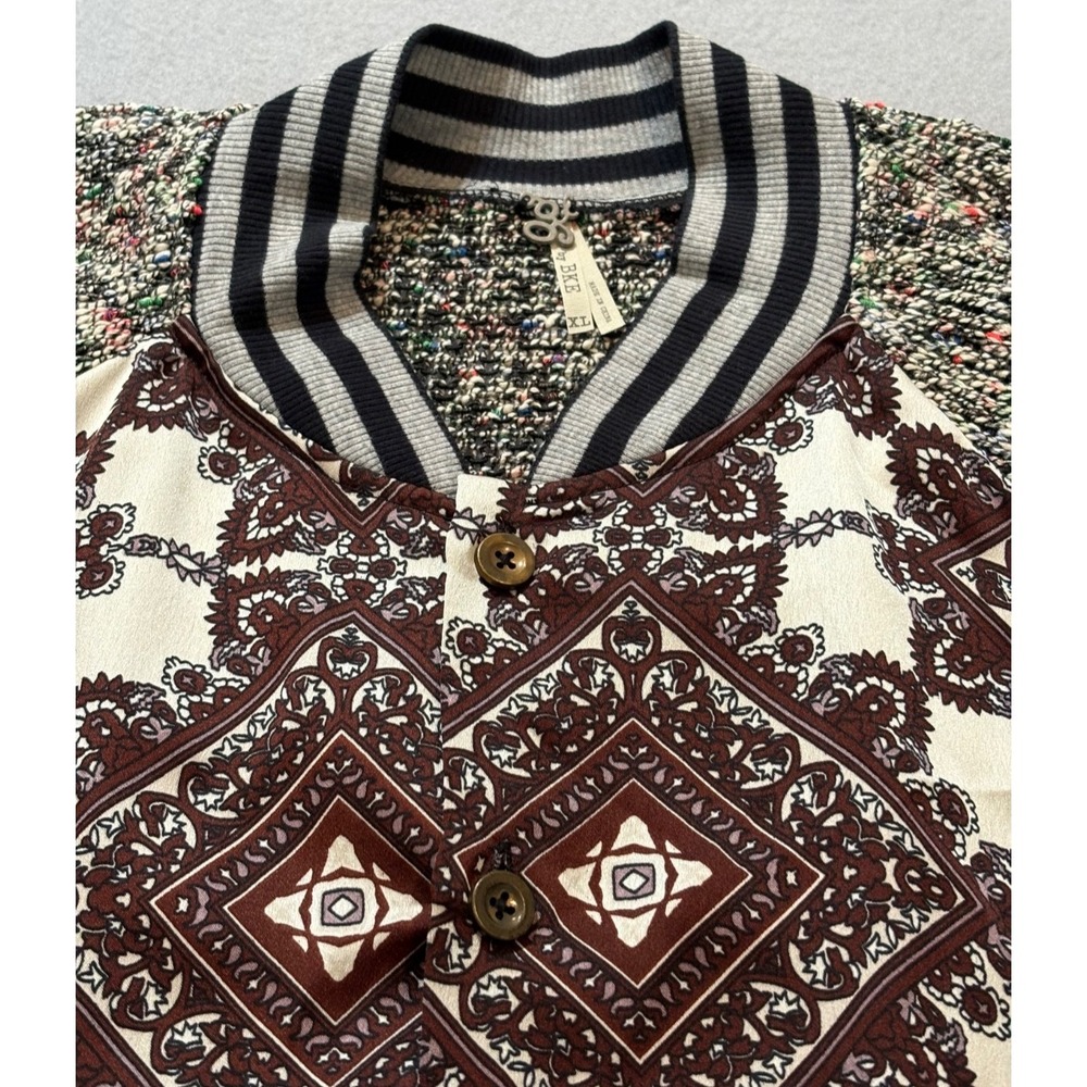 BKE by Buckle Cardigan Jacket XL Multicolor Knit Pattern Button Front Boho Retro - Picture 4 of 10